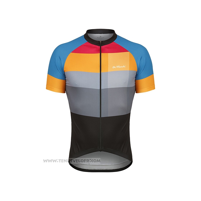 2021 Maillot Cyclisme de Marchi Jaune Bleu Gris Manches Courtes et Cuissard